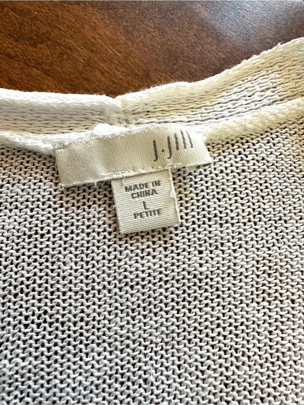 J.Jill Linen Blend Open Front Cardigan L Petite Ivory Longline - Picture 5 of 9
